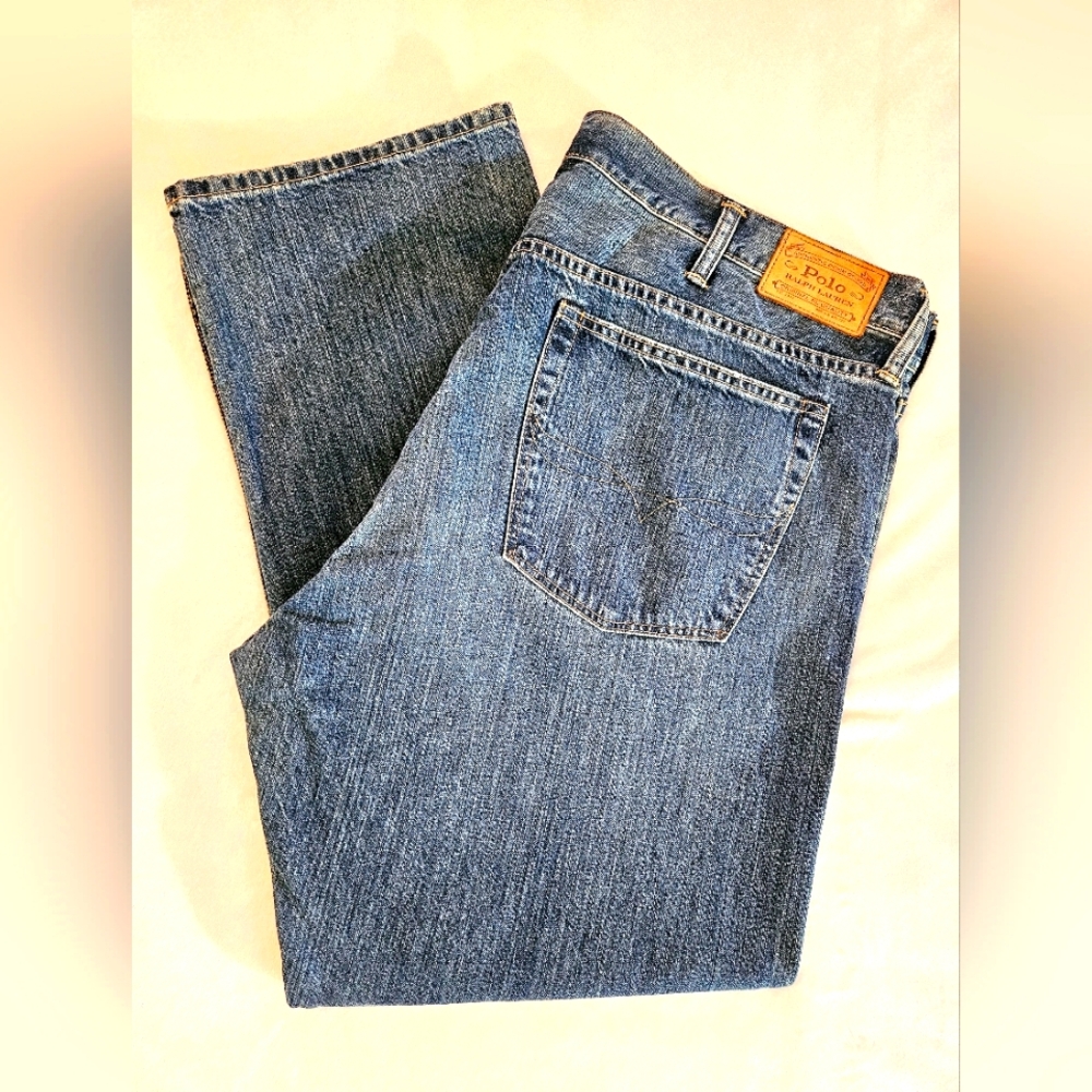 Polo Ralph Lauren The Thompson Relaxed Mens Denim Jeans Size 42x30 Medium Washed